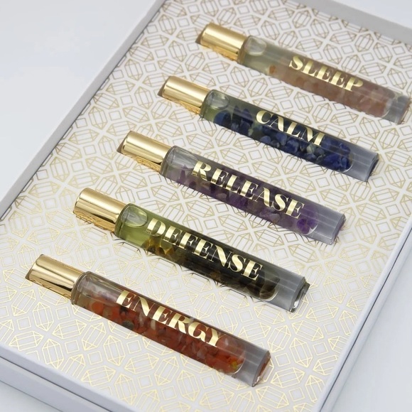 ALUMINATE LIFE crystal infused essential oil rollerballs set of 5 - Picture 2 of 10